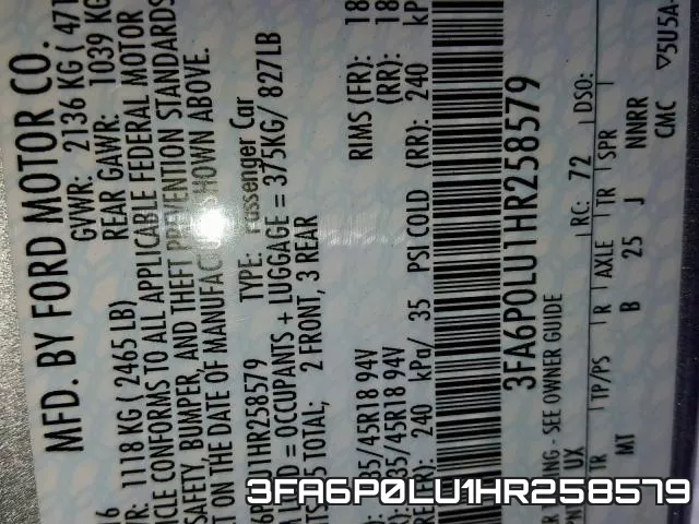 3FA6P0LU1HR258579 фото 2