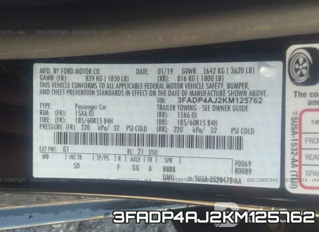 3FADP4AJ2KM125762 фото 10