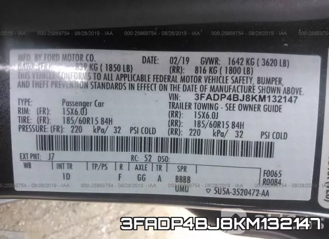 3FADP4BJ8KM132147 фото 10