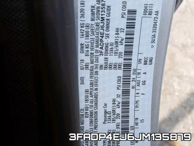3FADP4EJ6JM135879 фото 2