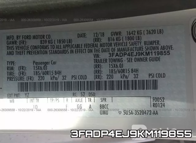 3FADP4EJ9KM119855 фото 9