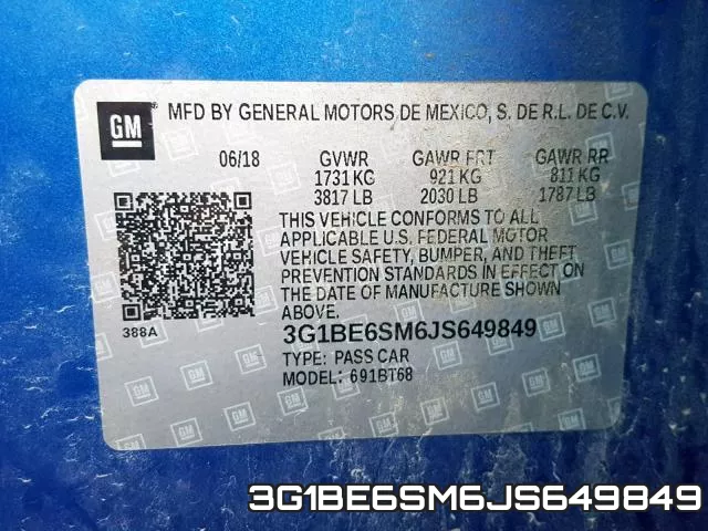 3G1BE6SM6JS649849 фото 2