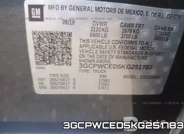 3GCPWCED5KG251783 фото 10