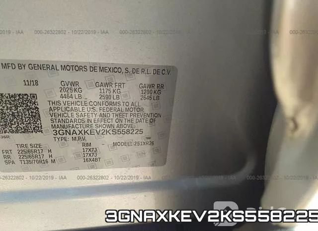 3GNAXKEV2KS558225 фото 10
