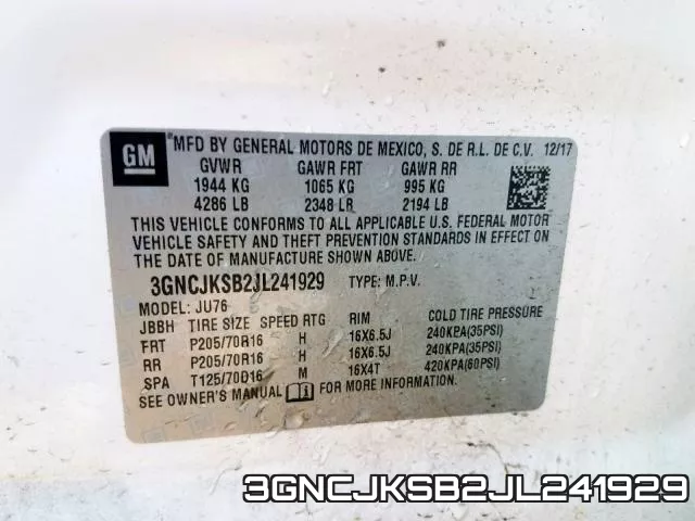 3GNCJKSB2JL241929 фото 2