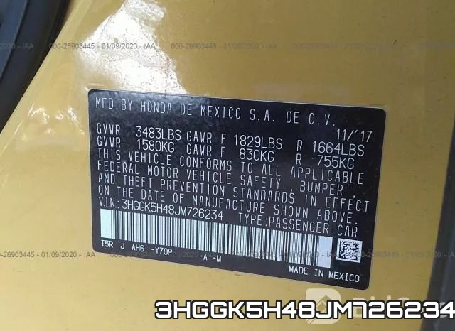 3HGGK5H48JM726234 фото 9