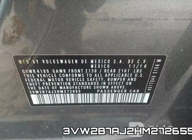 3VW2B7AJ2HM272655 фото 10