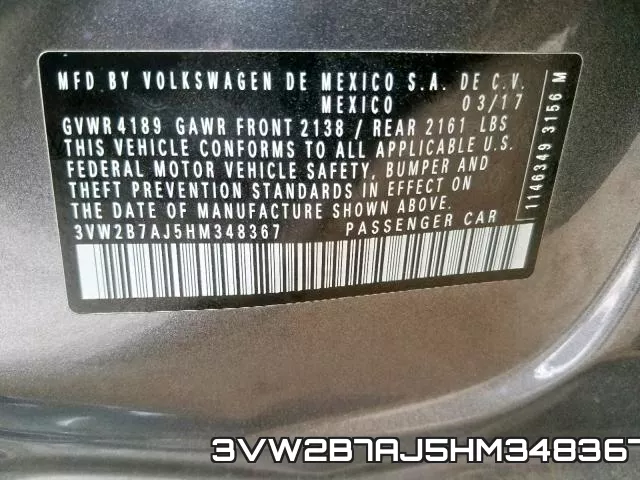 3VW2B7AJ5HM348367 фото 2