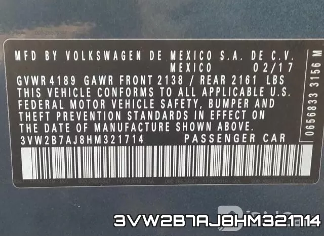 3VW2B7AJ8HM321714 фото 5