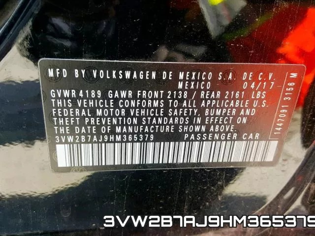 3VW2B7AJ9HM365379 фото 2
