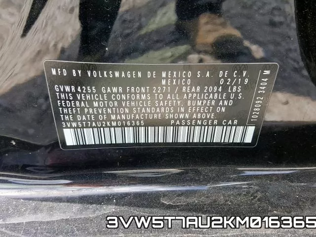 3VW5T7AU2KM016365 фото 2