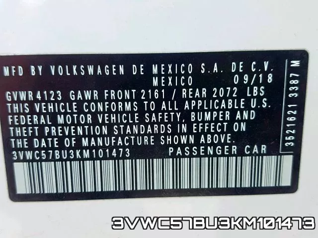 3VWC57BU3KM101473 фото 2