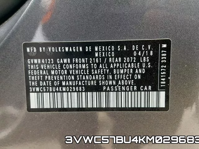 3VWC57BU4KM029683 фото 2