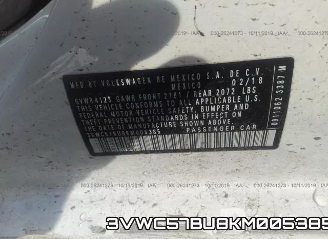 3VWC57BU8KM005385 фото 10