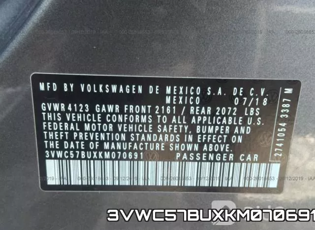 3VWC57BUXKM070691 фото 10