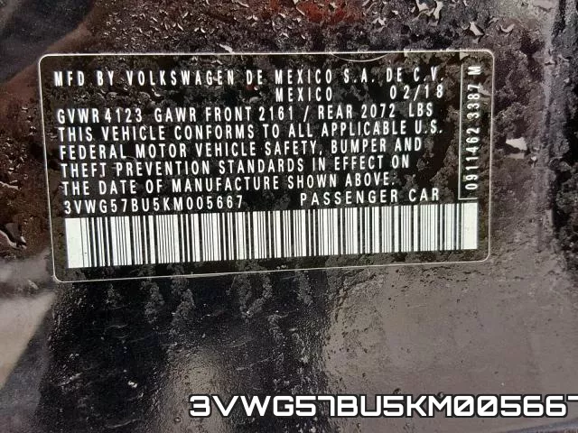 3VWG57BU5KM005667 фото 2