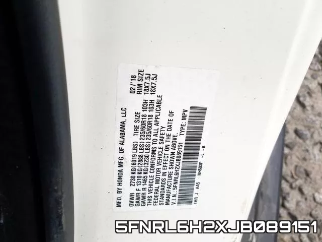 5FNRL6H2XJB089151 фото 2