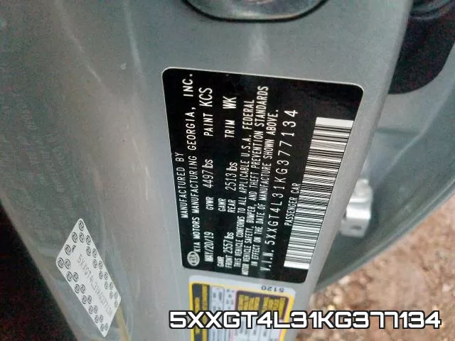5XXGT4L31KG377134 фото 2