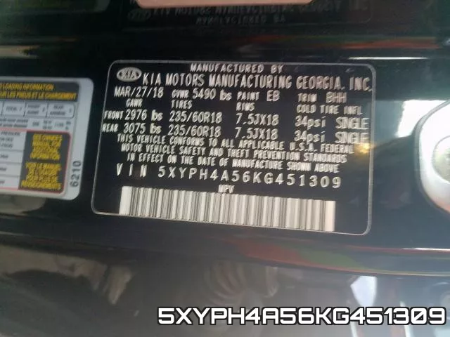 5XYPH4A56KG451309 фото 2