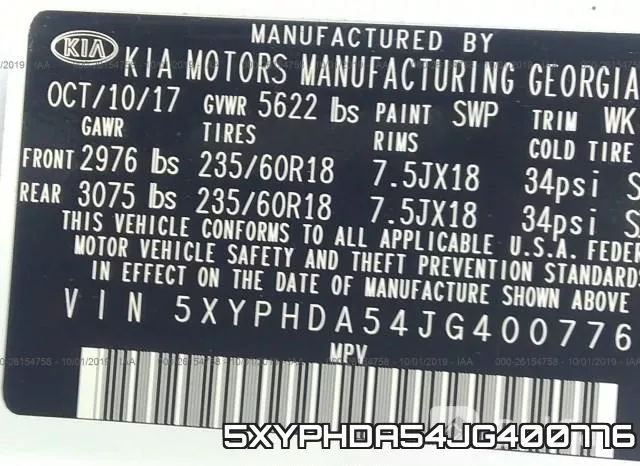 5XYPHDA54JG400776 фото 10