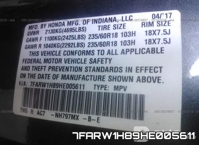 7FARW1H89HE005611 фото 10