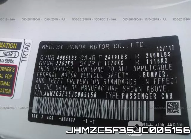 JHMZC5F35JC005156 фото 10