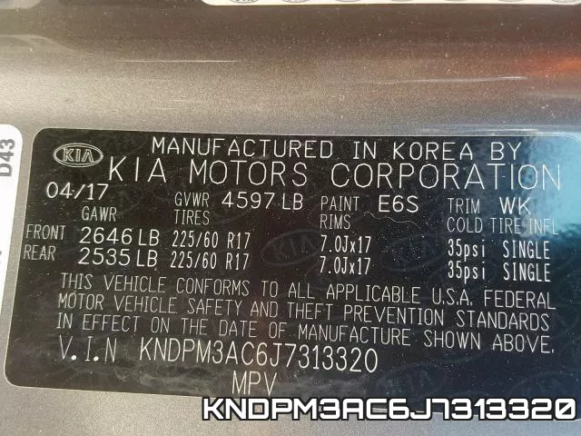 KNDPM3AC6J7313320 фото 2
