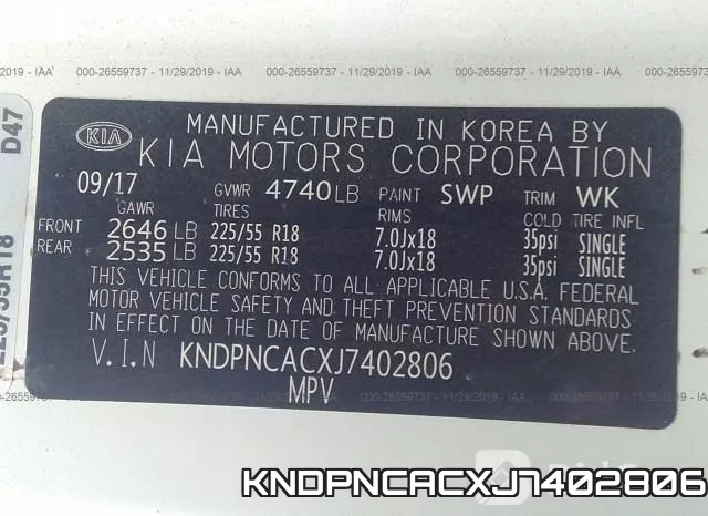 KNDPNCACXJ7402806 фото 10