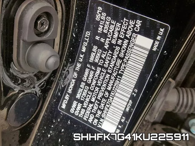SHHFK7G41KU225911 фото 2