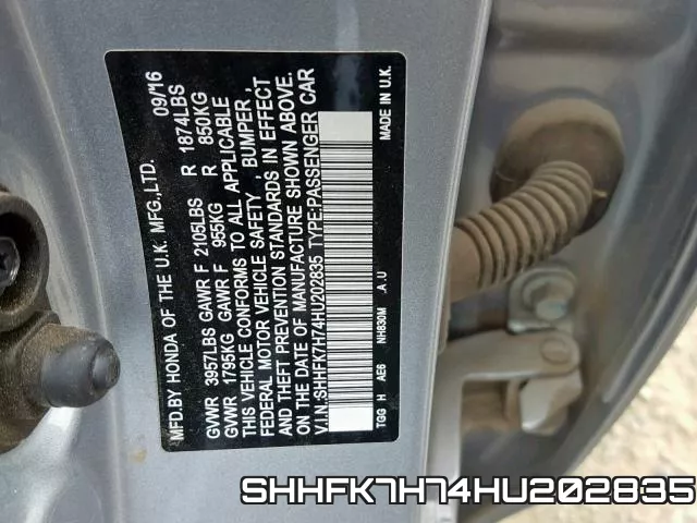 SHHFK7H74HU202835 фото 2