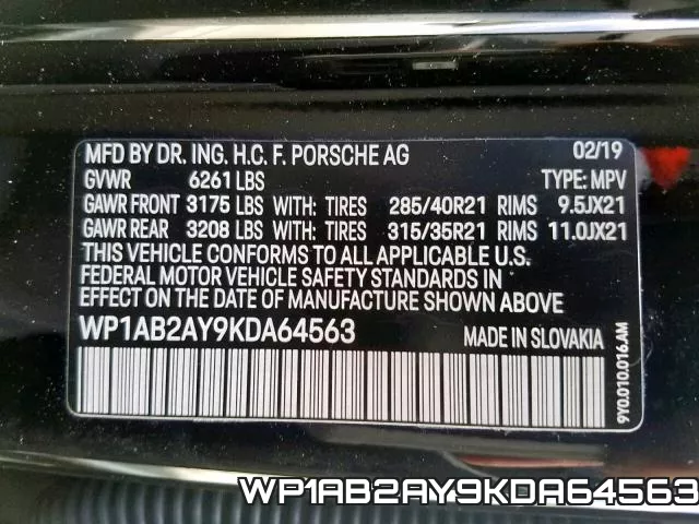 WP1AB2AY9KDA64563 фото 2