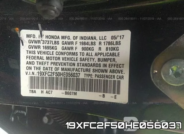 19XFC2F50HE056037 фото 10