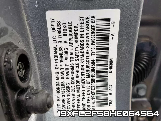 19XFC2F58HE064564 фото 2