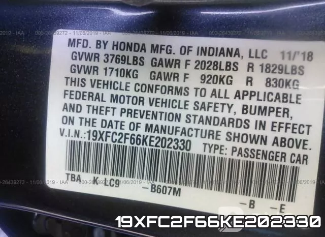 19XFC2F66KE202330 фото 10