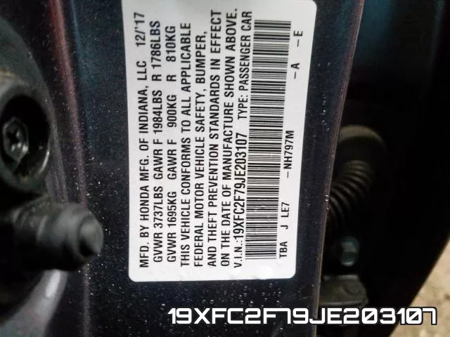 19XFC2F79JE203107 фото 2
