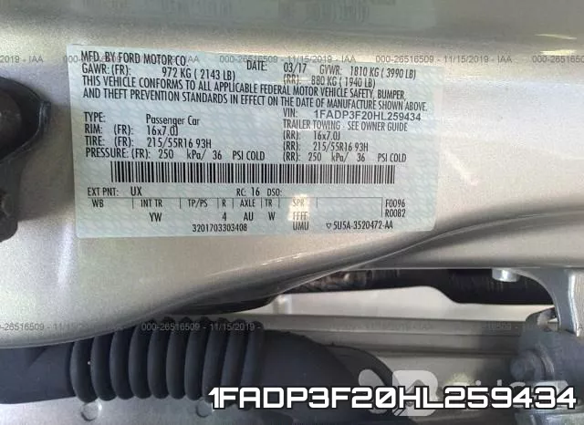1FADP3F20HL259434 фото 9