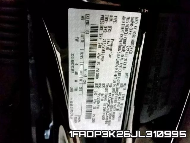 1FADP3K26JL310995 фото 2