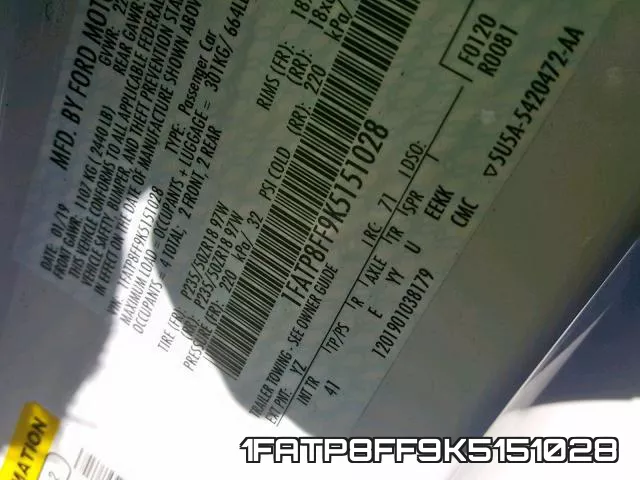 1FATP8FF9K5151028 фото 2