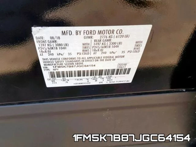 1FM5K7B87JGC64154 фото 2