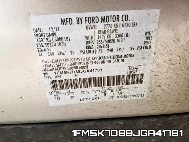 1FM5K7D88JGA41781 фото 2