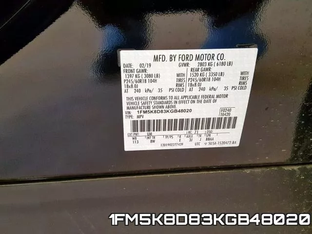 1FM5K8D83KGB48020 фото 2