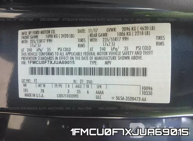 1FMCU0F7XJUA69015 фото 10