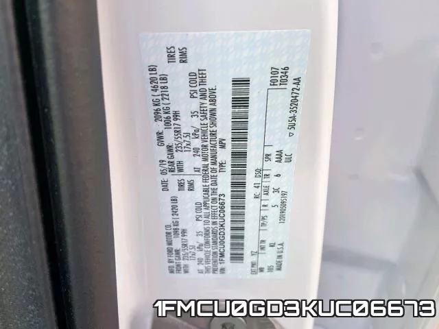 1FMCU0GD3KUC06673 фото 2