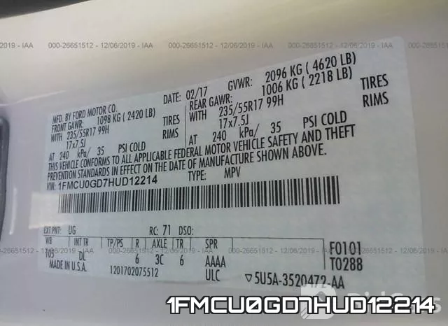 1FMCU0GD7HUD12214 фото 8