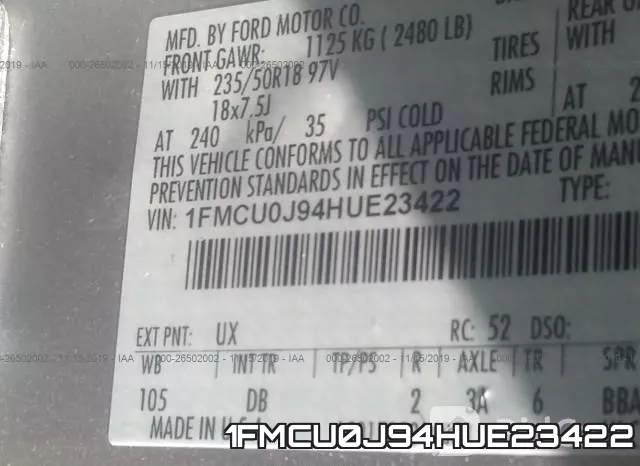 1FMCU0J94HUE23422 фото 9