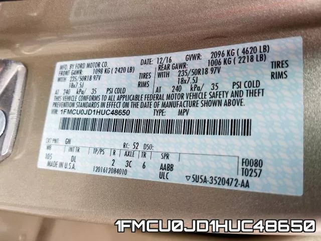 1FMCU0JD1HUC48650 фото 2