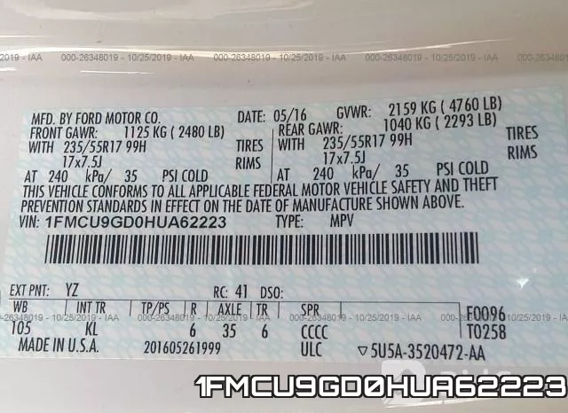 1FMCU9GD0HUA62223 фото 10