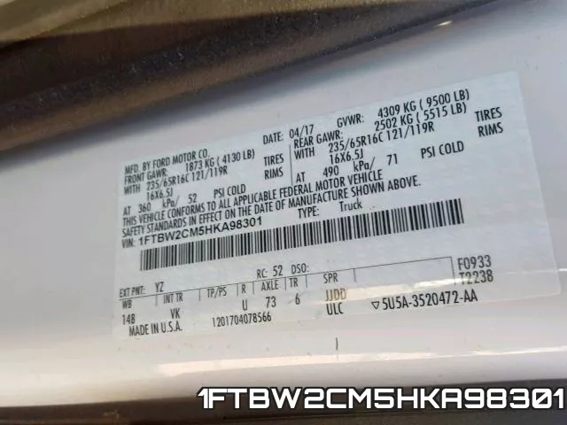 1FTBW2CM5HKA98301 фото 2