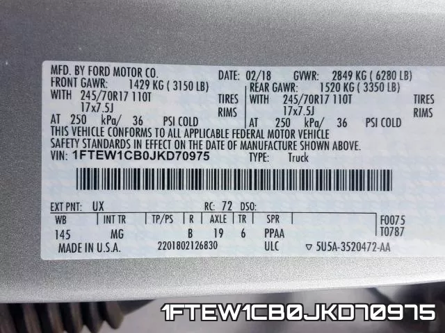 1FTEW1CB0JKD70975 фото 2