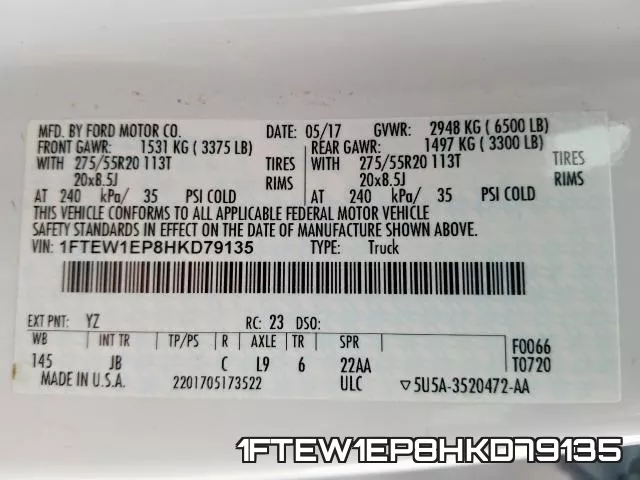 1FTEW1EP8HKD79135 фото 2